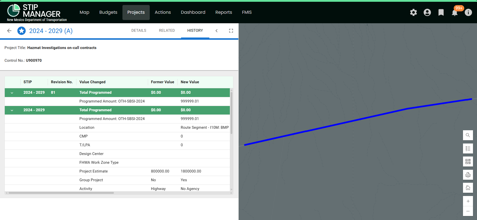 L - NM STIP Manager Projects History tab.png